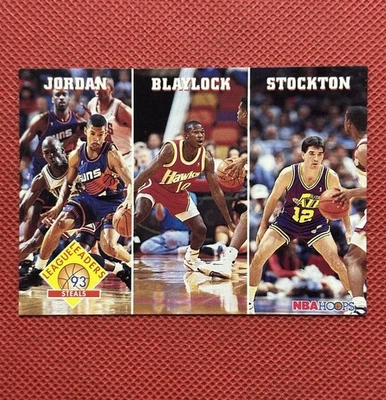 1993-94 Hoops League Leaders Steals #289 Michael Jordan / Blaylock / Stockton - Imagem 1 de 3