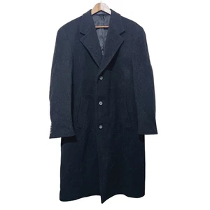 Vintage London Fog Coat Mens 42L Black Gray Classic Overcoat Formal Business - Picture 1 of 7