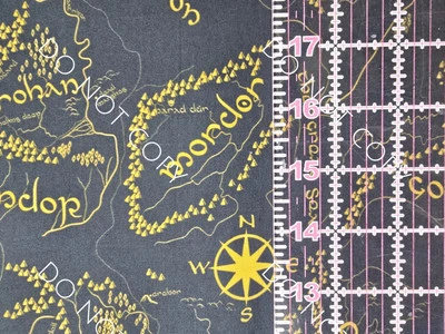 Custom 100% Cotton Woven Fabric Lord Of The Rings Movie By the 1/4 Yard 9x56 Map - Image 1 of 2