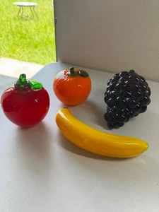 Set of 4: Collection of Decorative Glass Fruits Murano Style Vintage - Picture 1 of 5