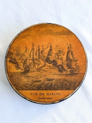 19C France Snuff Box Navy Battle Scene Admiral Nelson Trafalgar Napoleon War - Image 1 of 4