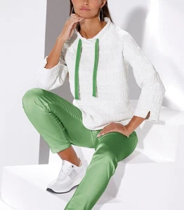 Damen Sweatshirt Oberteil 3/4-Arm Stehkragen ecru Gr. 46 NEU - Bild 1 von 1