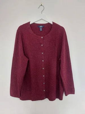 Landsend 100% Cashmere Speckled Burgundy Cardigan Size 20 - Image 1 of 4