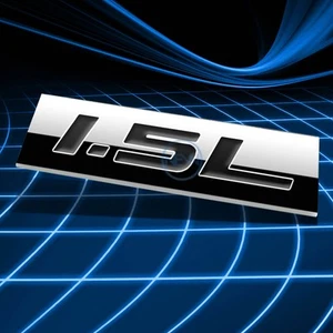 METAL 3D EMBLEM DECAL LOGO TRIM BADGE STICKER POLISHED CHROME BLACK 1.5L 1.5 L - Picture 1 of 3