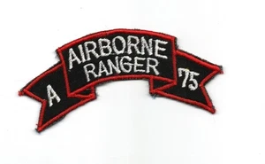 A/75 Airborne Ranger Scroll Theater Made US Army Patch Tab Vietnamkrieg Ära - Bild 1 von 2