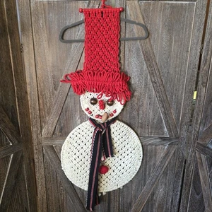 Macramé Hecho a Mano Colgante de Pared Frosty el Muñeco de Nieve Navidad Decoración de Pared o Puerta - Imagen 1 de 9