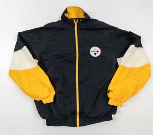 Vintage Pittsburgh Steelers Jacket Youth XLarge Black Windbreaker 90s NFL Kids