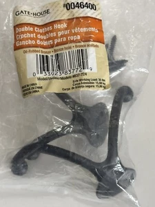 New 2-Pack Gate House Double Clothes Hook Oil-Rubbed Bronze•Screws•35 LB Weight - Picture 1 of 10