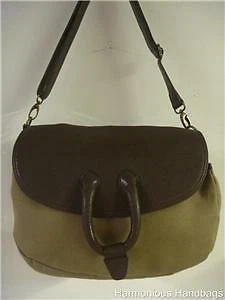 Bolsa satchel VERA WANG *Simplesmente Vera* grande cáqui e marrom carteiro em excelente estado usado! - Imagem 1 de 4