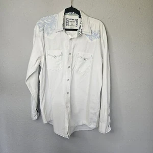Rough Stock Panhandle Slim Western Embroidered Womens L Long Sleeve  Pearl *FLAW - Picture 1 of 17