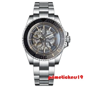Stainless Steel 40mm NH70 Dive Automatic Men Watch Sapphire Black Skeleton Dial - Picture 1 of 9