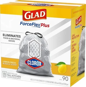 Glad Tall Kitchen Drawstring 13 Gal Trash Bags - White Trash Bag, 90 Count - Picture 1 of 9