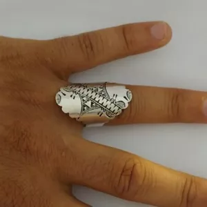Tuareg Ring Long Handmade Silver Ethnic Jewelry Tribal African Gypsy Hippy Oval - Picture 1 of 9