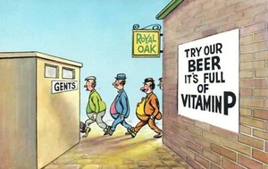 VINTAGE RUDE COMIC BAMFORTH PUB BEER is FULL of VITAMIN P POSTCARD - NEW - Picture 1 of 2