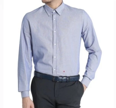 Moschino Light Blue Pinstripe Button Up Dress Shirt Mens Size 15.5 / 40 Preowned - Image 1 of 4