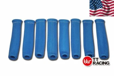 X8 6" HIGH HEAT SHIELD BLUE ENGINE SPARK PLUG WIRE BOOT PROTECTOR SLEEVE COVER — 第 1/4 张图片