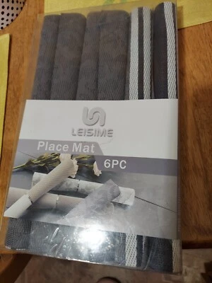 Juego de 6 manteles de mesa gris blanco Foto 1 de 4