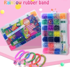 4400x Rainbow Loom Bands Rubber Bracelet Making Kit S Clips Beads Toy DIY - Picture 1 of 12