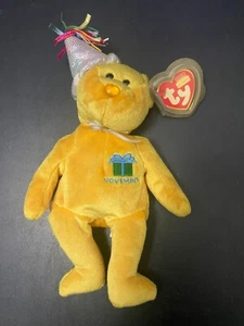 **2002 Ty Birthday Beanie Bear – November (Party Hat Edition)** - Picture 1 of 5