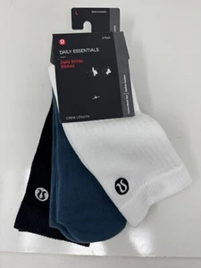 Paquete de 3 calcetines acanalados Lululemon Daily Stride blanco azul negro para hombre L 9,5-12 - Imagen 1 de 7