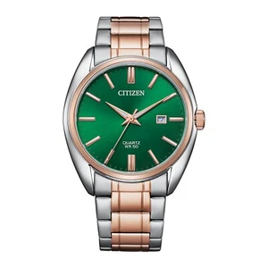 Citizen Bi5104-57Z grünes Zifferblatt Datumsanzeige zweifarbig Edelstahl Quarzuhr - Bild 1 von 5