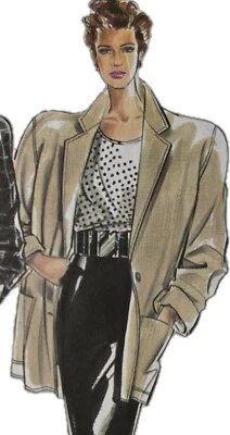 1980s Inverted V Oversive Batwing Coat Jacket Sewing Pattern New Look 6089 - Image 1 of 3