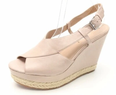 Sandalias para mujer VIA SPIGA de cuero beige con hebillas y tacón de cuña talla 9 Foto 1 de 4