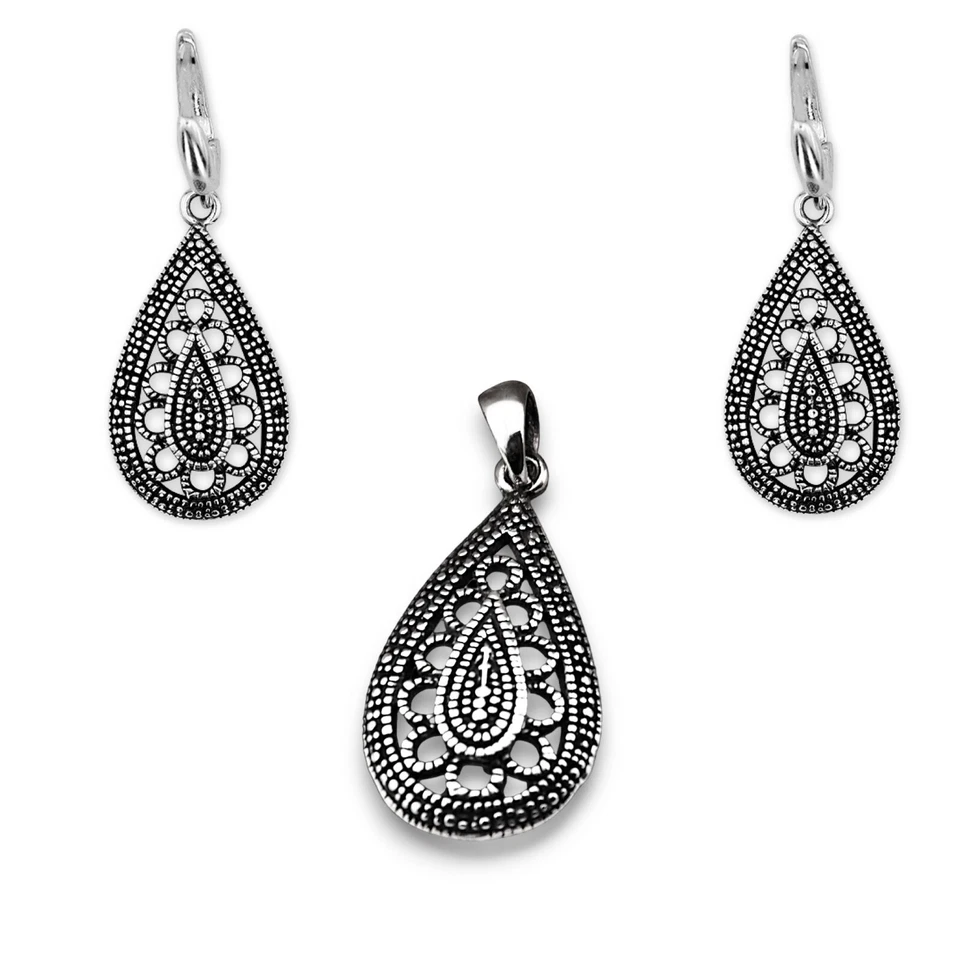 Set orecchini pendenti a goccia in argento sterling 925 design moderno a... - Immagine 1 di 4