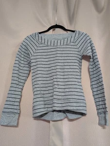 Ivivva By Lululemon Girls Reversible Gray Striped Long Sleeve Athletic Top Sz 10 - Picture 1 of 12