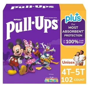 Huggies Pull-Ups Plus Training Pants Unisex Size 4T-5T (38-50 lbs) 102 Count - Picture 1 of 2
