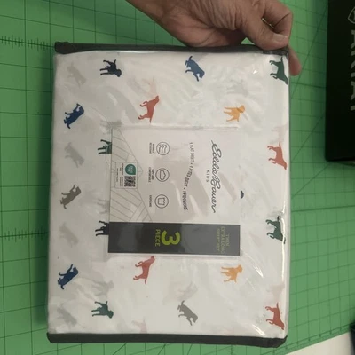 Eddie Bauer Twin Microfiber Sheet Sets (Buddy The Dog-White Blue Orange) - Image 1 of 4