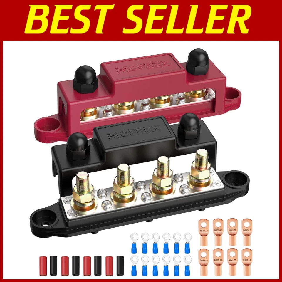 Safe Battery Bus Bar Terminal Block with 250A Max Rating - Ideal for Cars & RVs - Image 1 of 4