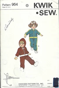 KWIK SEW Pattern #964-Girl's Jogging Suit-Designed 4 Knit & Stretch Knits 2-3-4 - Picture 1 of 1
