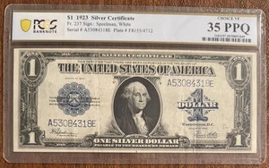 1923 $1 SILVER CERTIFICATE PCGS 35PPQ FR#237 SPEELMAN WHITE ONE DOLLAR - Picture 1 of 2