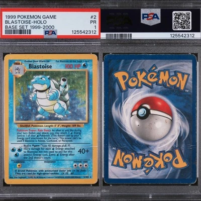 🔥 PSA 1 POOR BLASTOISE HOLO RARE | BASE SET 4TH PRINT 1999-2000 2/102 🔥 - Image 1 of 4
