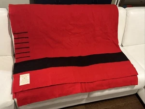 ENORME! Manta Hudson's Bay HBC Rayas Icónica ROJA 6 Puntos Manta Reina 90"x100" - Imagen 1 de 7