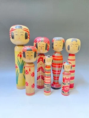 Figura muñeca de madera japonesa KOKESHI pintada a mano 7 tipo 13,7 - 7 pulgadas Foto 1 de 4