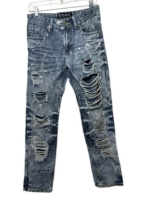 CJ Black Premium Slim Jeans Mens Blue Denim Destroyed Acid Wash 30 X 32 - Image 1 of 4