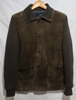 Lardini Made in Italy Calfskin Suede / Knit Wool Men's Jacket Brown Green 50 R - Image 1 of 4