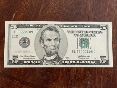 2003 - $5 Dollar Bill Note Clean Crisp - Image 1 of 4