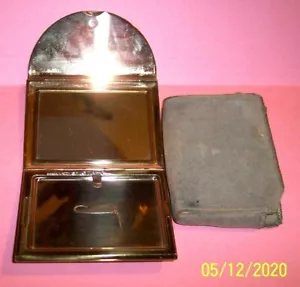 COTY PARIS NEW YORK ENVELOPE LOOSE POWDER VANITY GOLD METAL COMPACT - Picture 1 of 4