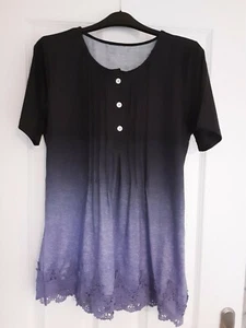 Shaded Short Sleeve  Top With Lace Hem Brand New Without Tags 34in Chest - Picture 1 of 3