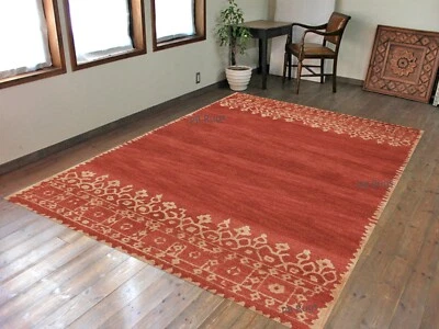 Desa Terracotta Contemporary Oriental Style Handmade Wool Area Rugs & Carpet - Image 1 of 4