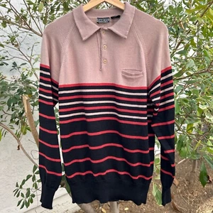 Vintage 70s/80s Andrew St. John Striped Pocket Sweater Multicolor Acrylic Medium - Picture 1 of 3