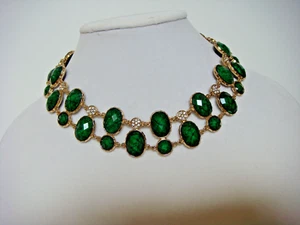 Amrita Singh Selene Reversible Bib Necklace Jet Black Evrgreen Sold out NKC 1651 - Picture 1 of 6