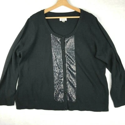Suéter cárdigan Avenue para mujer talla grande 18/20 negro tejido con botones lentejuelas Foto 1 de 4