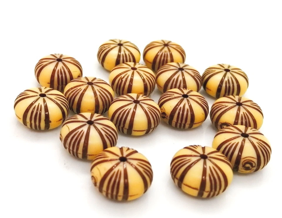 Patterned Abacus Bead 6x12mm - Brown - Pack of 20 - Image 1 of 1