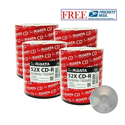 400 Pack Ridata CD-R 52X 700MB/80Min Branded Logo Blank Media Recordable Disc - Image 1 of 3