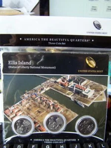 2017 US MINT Ellis Island ATB QUARTERS 3 COIN SET SEALED free shipping - Picture 1 of 3