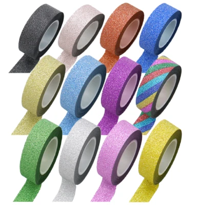 ATST 10m x 14mm Adhesive Glitter Washi Tape - Paper Sticky Tape Scrapbook Card Making